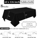 Tablecloths 60 X 126 Inch Rectangular Table Cloths, 8 Pack – Black