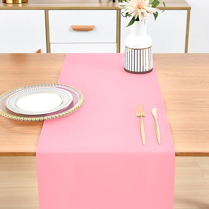 Farmhouse Pink Table Runner Dining Table Runners 72 Inches Long Coffee Table Runner for Dresser Living Room Bedroom Holiday Party Banquet 12X72 Inch