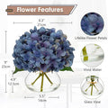 Hydrangea Fall Flowers Artificial for Decoration with Glass Vase – Blue