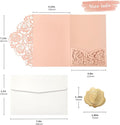 Laser Cut Quinceanera Invitation Pockets with Envelopes, 50pcs – Pink