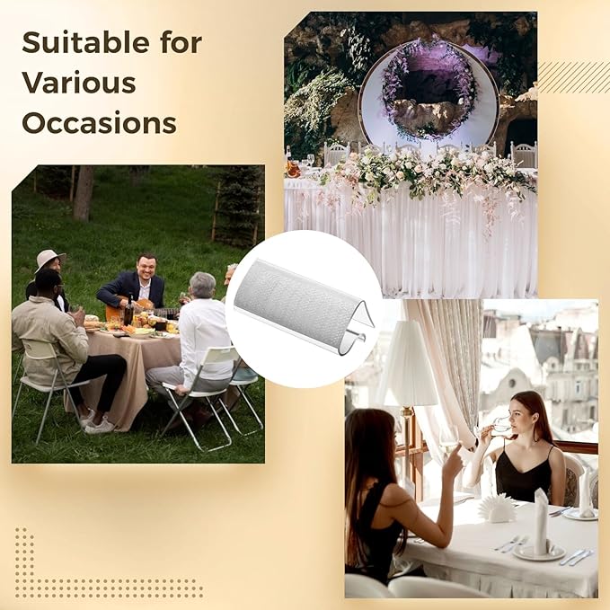 72 Pcs Table Skirting Clips, Table Skirt Clips with Sticking Fastener Strips, EC Model Tablecloth Clips for 3/4"-1" Table, Table Cover Clamps for Indoor Outdoor Events