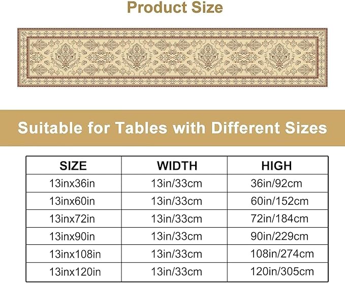 Vintage Farmhouse Flower Table Runner Boho Elegant Home Kitchen Table Dining Coffee Room Garden Party Wedding Decor 13x60in