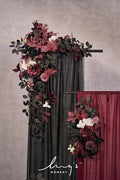 Artificial Flower Arch Decor Set in Black and Burgundy, 4-Piece