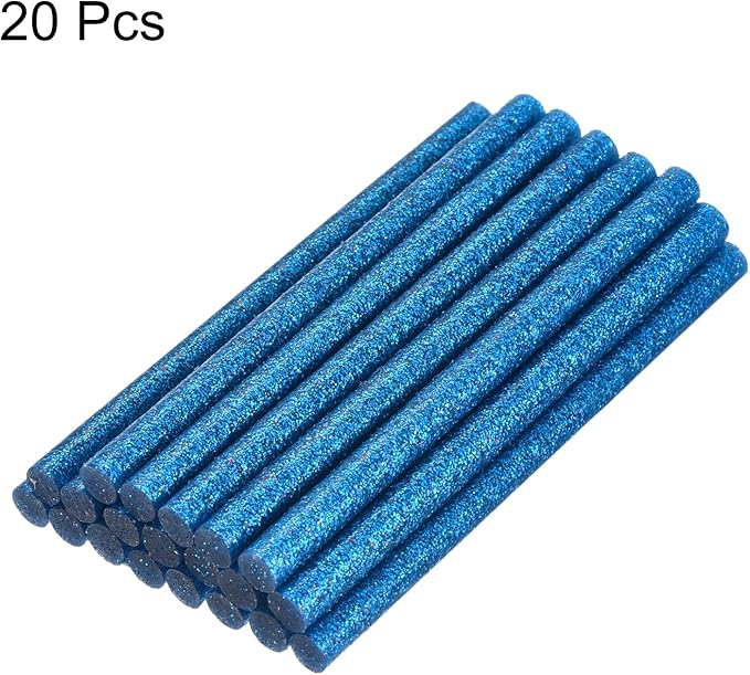 uxcell 20pcs Hot Glue Sticks for Glue Gun 11mm/0.43-inch x 6-inch Mini Hot Melt Adhesive Glue Stick Glitter Blue