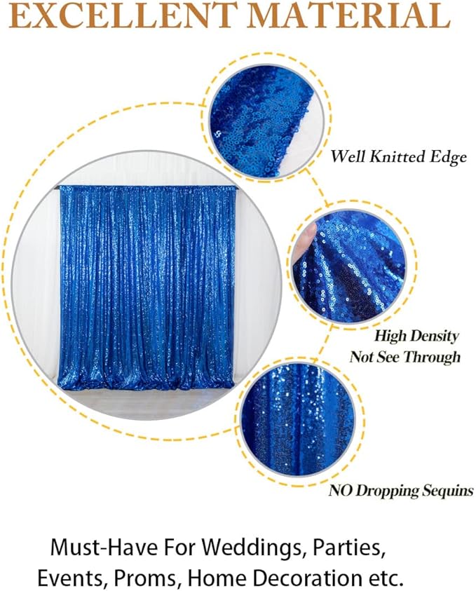 ShinyBeauty Sequin Curtain Royal Blue 4FTx8FT Sequin Photo Backdrop Royal Blue Sequin Backdrop Curtain Glitter Photography Backdrop Bridal Shower Backdrop for Wedding