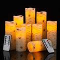 Flameless Flickering LED Candles with Birch Bark Effect, Set