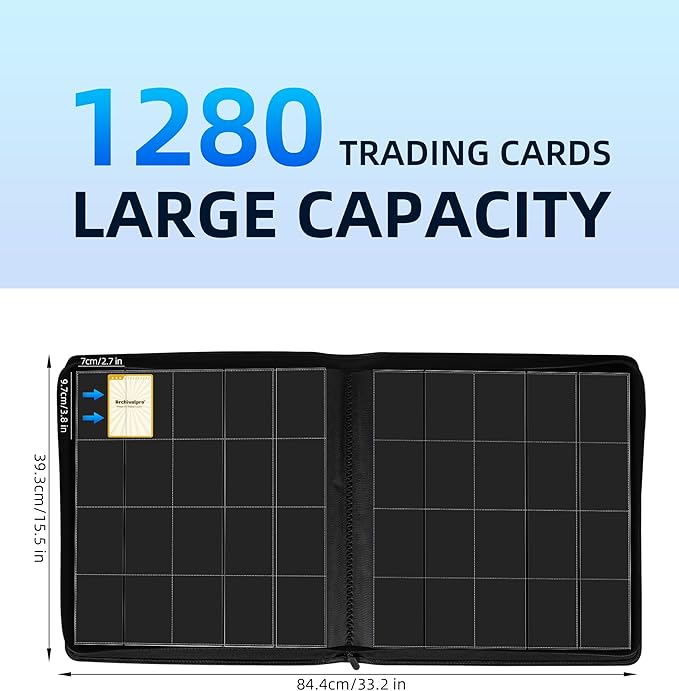 20 Pockets Premium Card Binder 1280 Cards Trading Card Binders Side Load Card Storage Display Album(20 Pocket 1280 Card Slot,White)