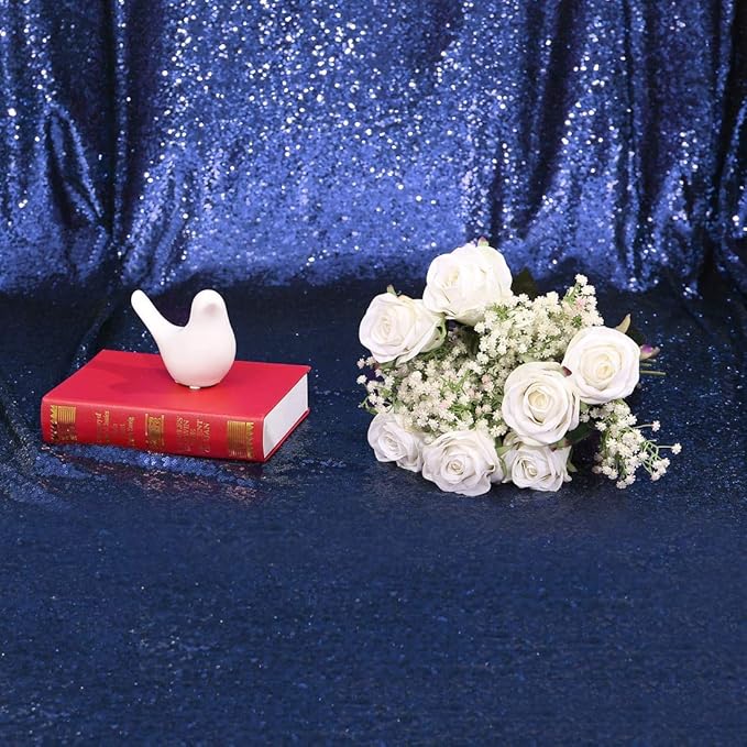 Eternal Beauty Navy Blue Sequin Backdrop, 6x6 Ft Glitter Background Curtains for Shimmer Photography Party Wedding Birthday Independence Day Back Drop Decor