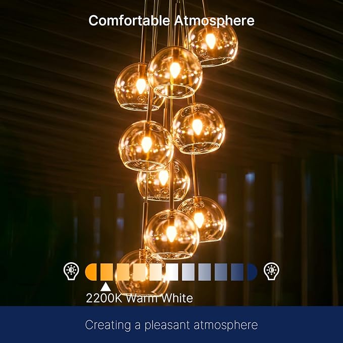 FLSNT Amber LED Candelabra Light Bulbs 40W Equivalent, B11 E12 LED Chandelier Bulbs, 2200K Warm White, Dimmable, 330LM, 48 Pack UL,CA65 Listed.