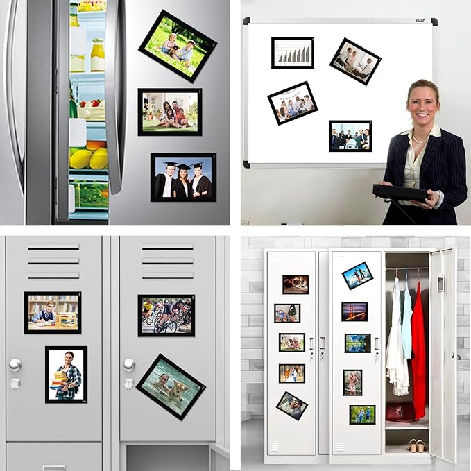 Magnetic Picture Frames for Lockers (4"X6",20 Pack),Magnet Photo Pockets/Greeting Card Holder,Decorations Frame for Home/Office/School/Classroom/Party