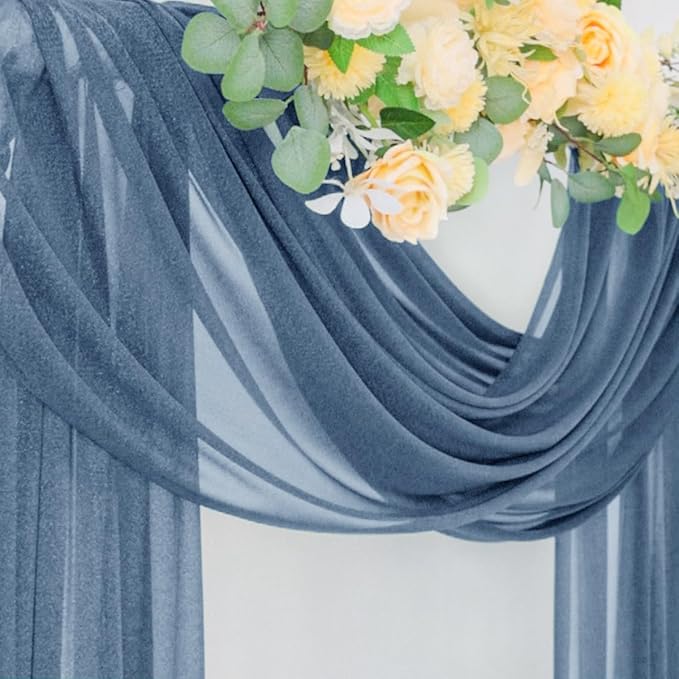 Outdoor Curtains Dusty Blue Sheer Chiffon Arch Drape 29 x 236 In