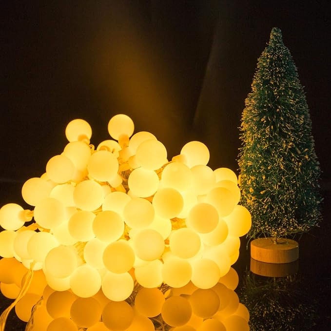 Indoor String Lights, 66 Ft Warm White 200 LED Mini Globe Lights