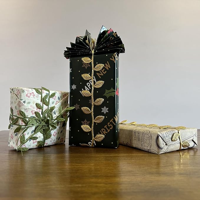 BASOKAN Grass Olive Green Leaves Leaf Ribbon Trim Rope - 20 Yards - for Garland DIY Crafts and Party Wedding Home Decorations