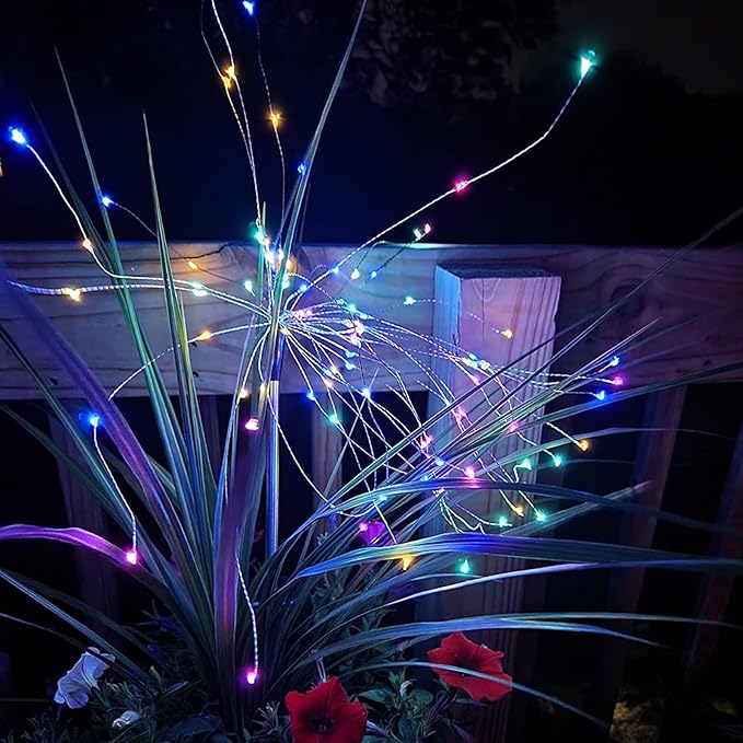 String Lights, 6 Pack Solar Outdoor Garden Stakes with 200 LEDs Multicolor