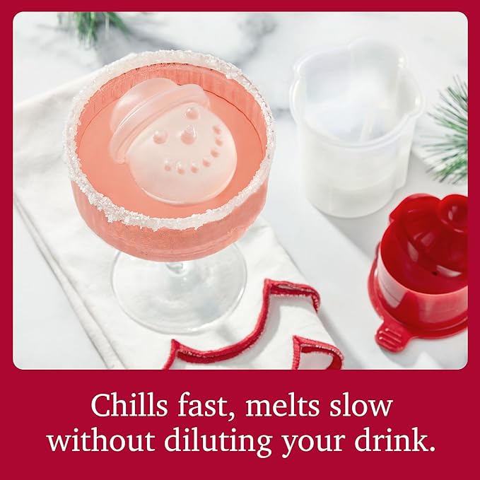 Ice Cube Molds Silicone Snowman Set of 4 for Holiday Drinks