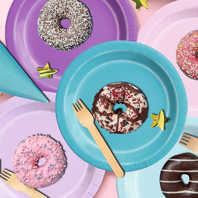 Party Packs: Mermaid Paper Plates and Napkins, 60 Count, 5 Plate Colors
