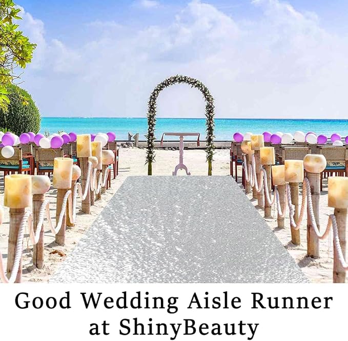 Aisle Runner, 4 ft x 20 ft Sequin Wedding Ceremony Runner