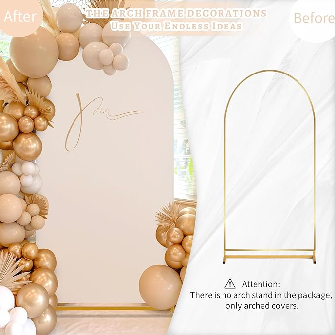 SoarDream Beige Spandex Arch Cover 6FT Wedding Arch Backdrop Cover Stretchy Backdrop Chiara Wall Arch Stand Cover for Wedding Birthday Balloon Decorations- Ideal for Balloon Arches