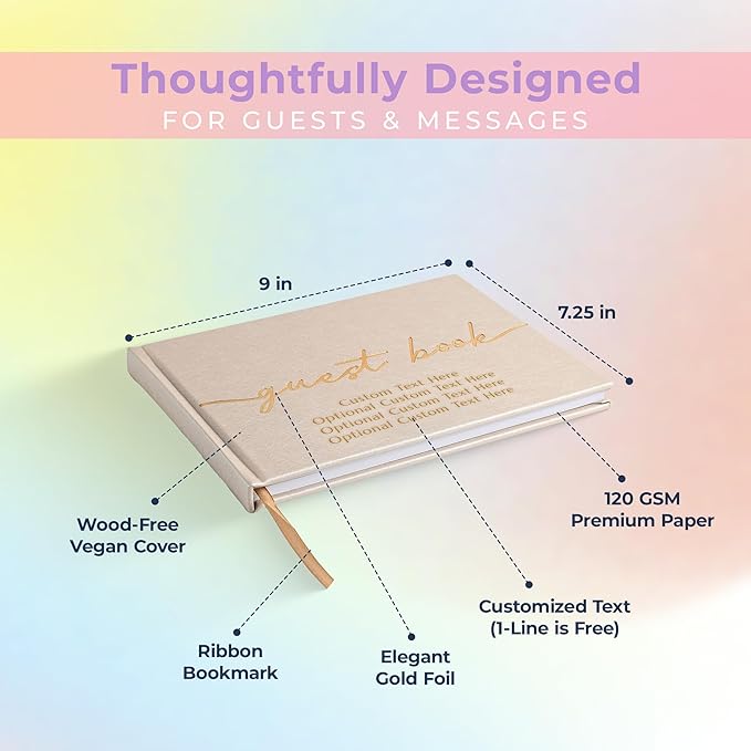 Guest Book for Parties with Vegan Leather Cover and 110 Lined Pages