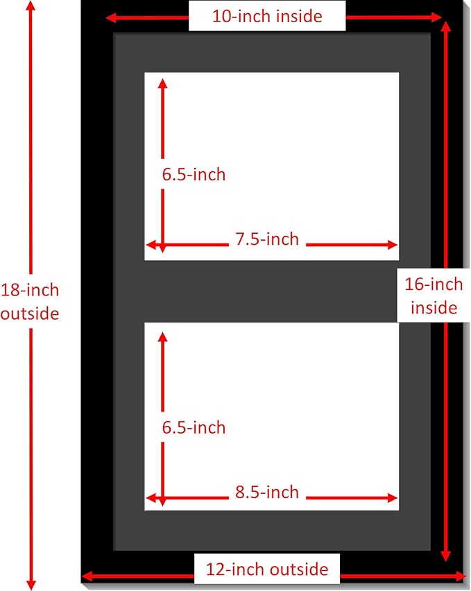 Creative Picture Frames 10X16Bk-B Black Vertical Double Diploma Frame With 2 Opening Black Matting | Holds 2-7X9-Inch Documents With Installed Wall Hanger