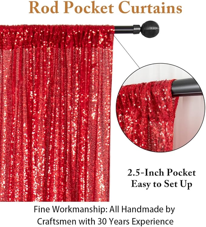 ShinyBeauty Sequin Backdrop Curtain 2 Panels 2FTx8FT Photo Background Glitter Photography Back Drop Cover Wedding Decorations -190417S