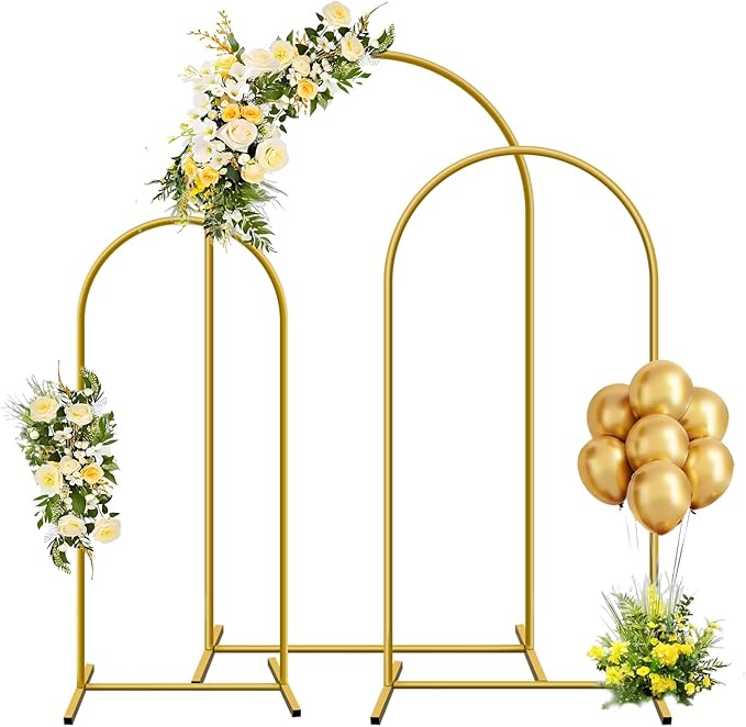 Background Support Equipment Gold Iron Arch Stand Set, 3 Pieces