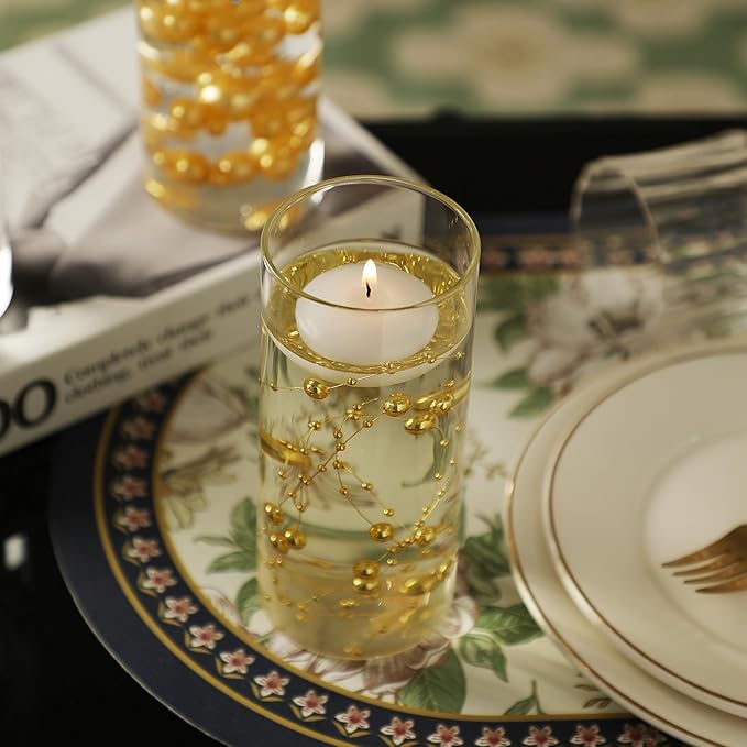 Set of 16 Pcs Glass Cylinder Vases for Centerpieces with 24 Pcs White Floating Candles for Centerpieces Glass Candle Holder for Table Shelf Wedding Party Home Decor (4"+6"+8"+10")