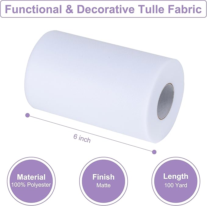 Brown Tulle Fabric Rolls 6 Inch by 100 Yards (300 feet) Tulle Roll Spool Fabric for DIY Tutu Skirt Baby Shower Birthday Party Wedding Decorations Christmas Craft Supplies (Brown)