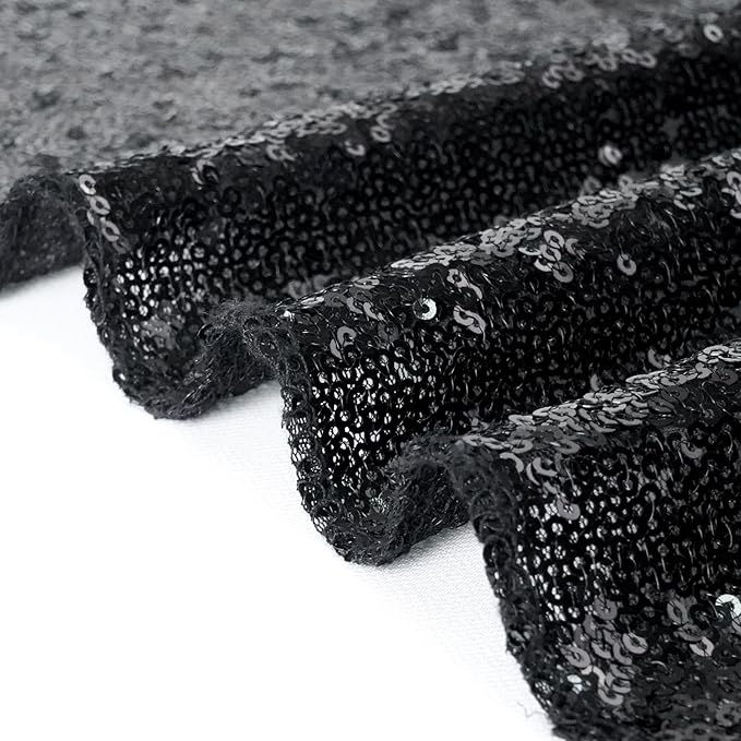Eternal Beauty Black Sequin Backdrop, 8x8 Ft Halloween Glitter Background Curtains for Shimmer Photography Party Wedding Birthday Back Drop Decor