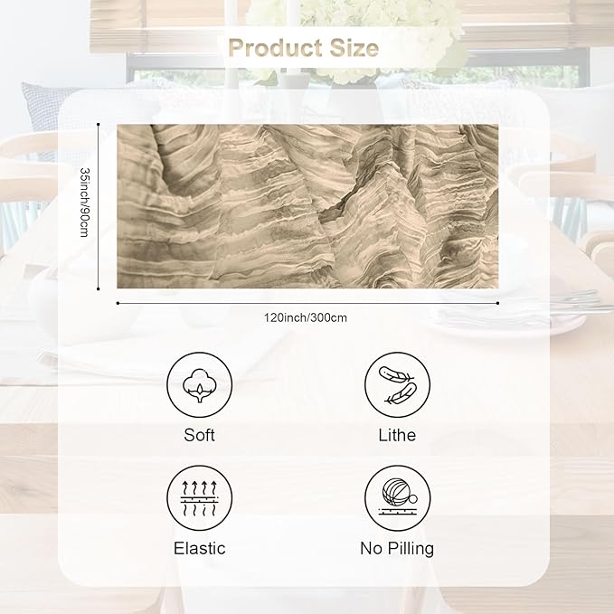 1 Pack Khaki Cheesecloth Table Runner 35x120 Inch 10Ft Rustic Gauze Cheese Cloth Table Runner Sheer Cheesecloth Table Runners for Wedding Party Bridal Shower Decoration