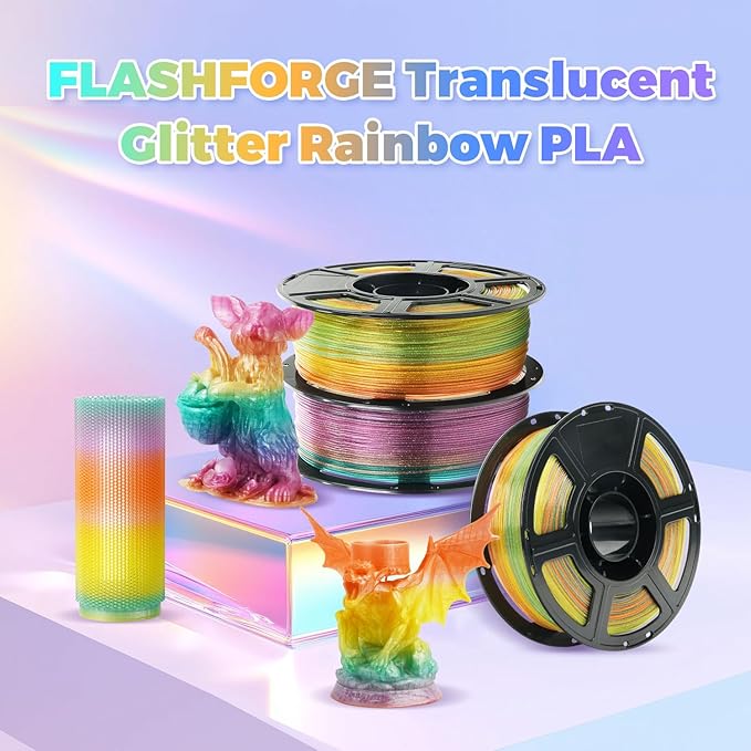 3D Printing Filament, 1.75mm PLA Crystal Rainbow Glitter 1 kg