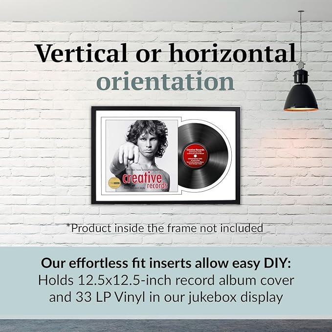 Creative Picture Frames 16" x 24" Jukebox Vinyl Frame Display with Double Matting, LP Record Album Frame for Wall Decor, White/White, Pack of 4