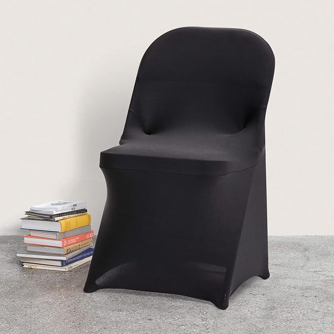 Dining Chair Slipcovers in Black Stretch Spandex, Set of 6