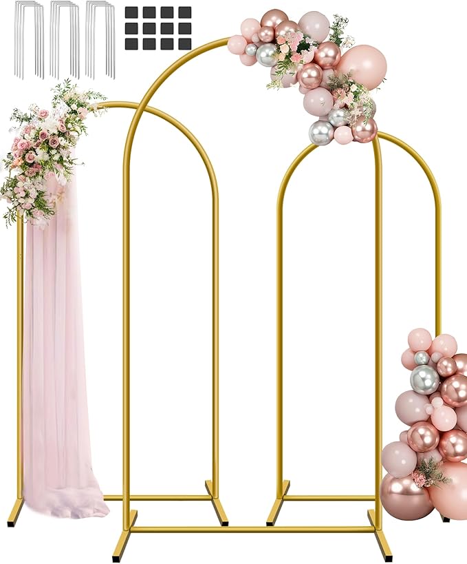 Background Support Equipment: Gold Metal Arch Stand Set of 3