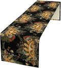 Sun Moon Table Runner, Bohomian Mushroom Daisy Table Gothic Dragonly Butterfly Table Center Decor Table Runner for Indoor Outdoor Party Kitchen Dinner Black, 13x90 Inch