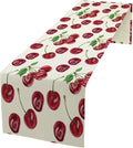 Red Cherry Table Runner Watercolor Tropical Fruit Spring Summer Wild Berry Dinner Runner for Girl Baby Shower Party Holiday Home Kitchen Dining Table Decor 13x70