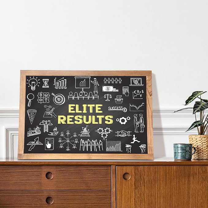 Magnetic Chalkboard for Wall Rustic Wood Framed Decorative Blackboard Sign for Kids Hanging Chalkboard for Home, Office, Restaurant 12" x 16"
