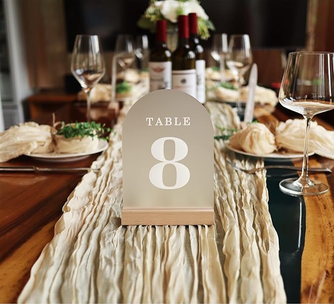 Tabletop Signs: Frosted Acrylic Table Numbers 1-25 with Wood Stands