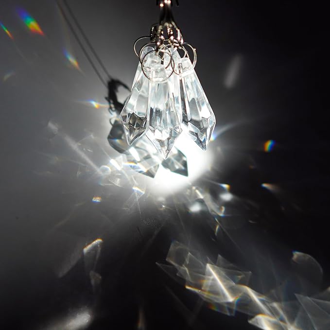 H&D 50pcs 38mm Crystal Icicle Pendant Chandelier Prisms Drops Lamp Candle Holders Curtain DIY Parts(Clear)