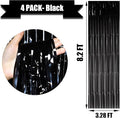 Foil Fringe Curtain Backdrop, 4 Pack – Black