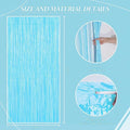 Foil Fringe Backdrop, 3 Pack, Pastel Blue Shiny Tinsel Curtains