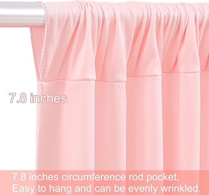 Backdrop Curtain Set, Blush Pink, 4 Panels, 5ft x 12ft Wrinkle-Free