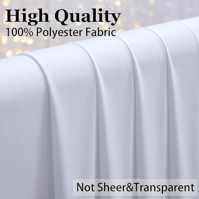 50×12ft Wrinkle Free White Backdrop Curtain, Soft Silky Draping Wedding Drapes for Backdrop 10 Panels 12 ft Long Backdrop Curtains for Birthday Baby Shower Photo Photography Background Cloth
