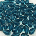 50pcs 10x15mm Teardrop Crystal Glass Beads for Jewelry Making, Faceted Vertical Hole Teardrop Glass Spacer Beads for Wind Chimes Bracelet Earring Necklace DIY Craft(Peacock Blue)