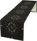 Sun Moon Table Runner - Magical Leaves Mysterious Western Traditional Elements Black White Table Runner for Party Living Room Home Kitchen Dinner - 13x36 Inch
