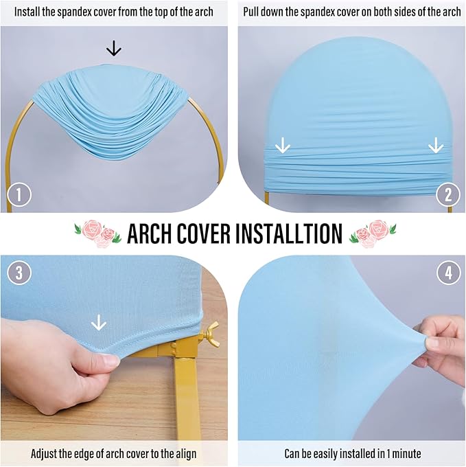 LEBENGURU Upgraded 7.2FT Wedding Arch Cover, Baby Blue Spandex Fitted Arch Backdrop Cover, Round Top Chiara Stand Covers for Birthday Party Baby Shower Banquet Balloon Décor
