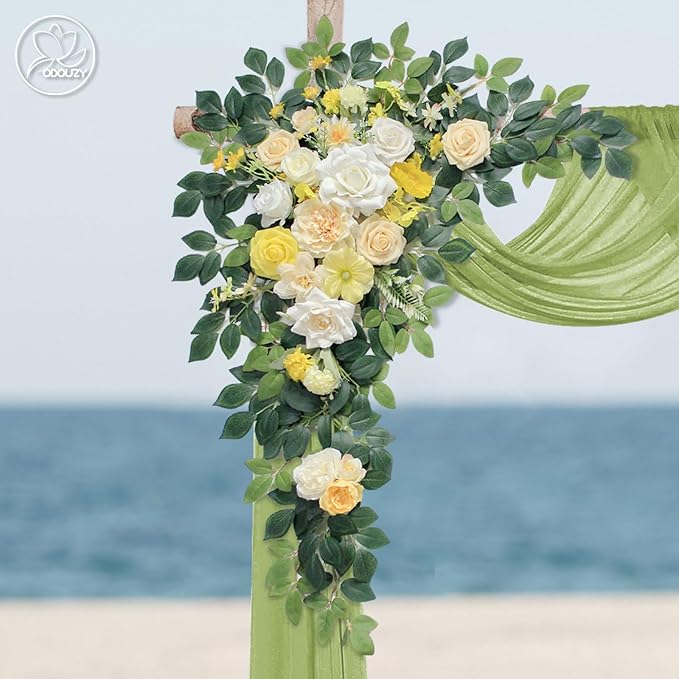 Artificial Flowers Wedding Arch Kit, 2 Pieces with 20 Plastic Stems