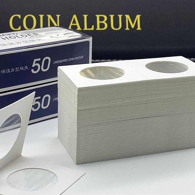 200 PCS Premium Cardboard Coin Flips 2 x 2 inch Coin Collection Supplies for Half Dollar, Mylar Coin Flips Coin Holders for Collectors (Half Dollar Coin Flips)
