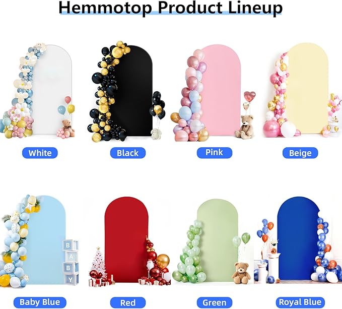 HEMMOTOP Green Arch Cover, 7.2 ft Spandex Wedding Balloon Arch Covers Stretchy Backdrop, Round Top Photo Stand Cover for Birthday, Baby Shower, Party, Reusable Double-Sided (Matcha Green, 7.2 ft)