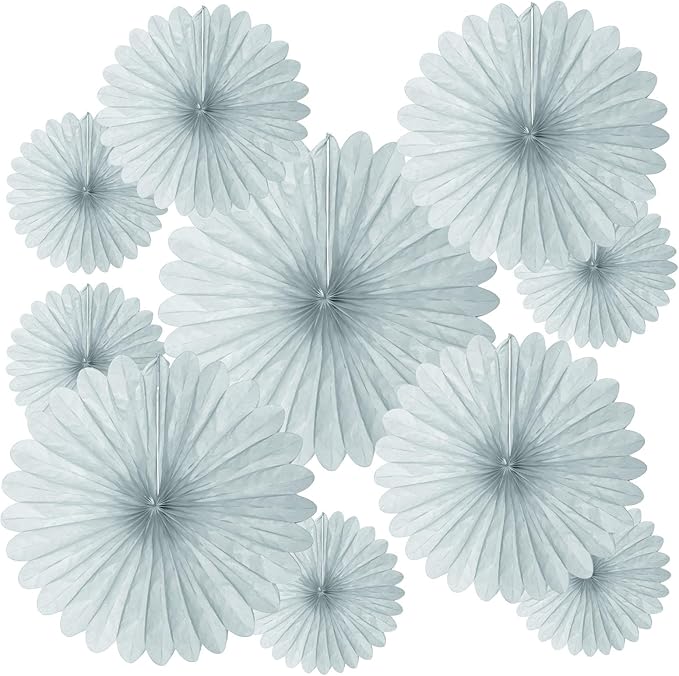 20 Pcs Gray Hanging Paper Fan, Round Paper Fans Decorations Set for Weddings, Birthdays, Engagement, BridaShower, Baby Shower Event, Graduation, Ceiling Party Supplies Decor